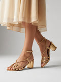 Aurelia | Gold-Colored Sandals with Braided Straps