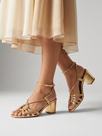 Aurelia | Gold-Colored Sandals with Braided Straps