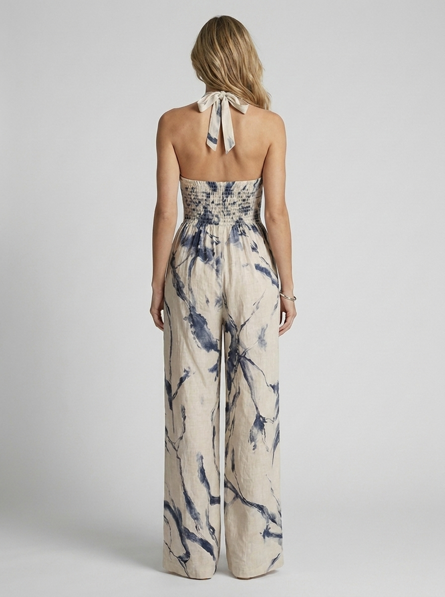 Madison | Kunstnerisk Halterneck Jumpsuit Med Vide Ben