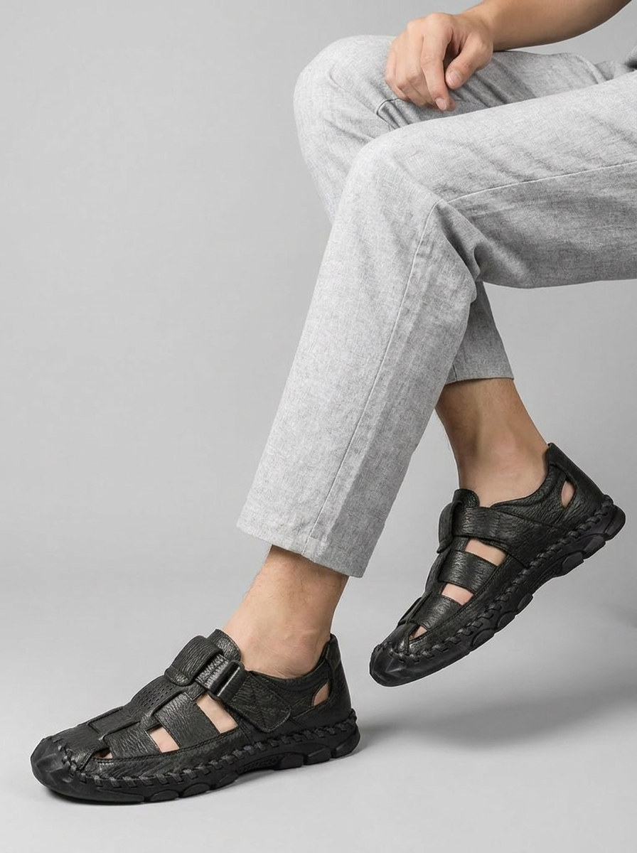 Dante | Håndsyet Vandtæt Læder Fisherman Sandal til Herre
