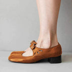 Viretta | Læder Heels Med Rem Og Rund Tå