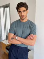 Carlos | Men's Knitted T-shirt with Ribbed Texture