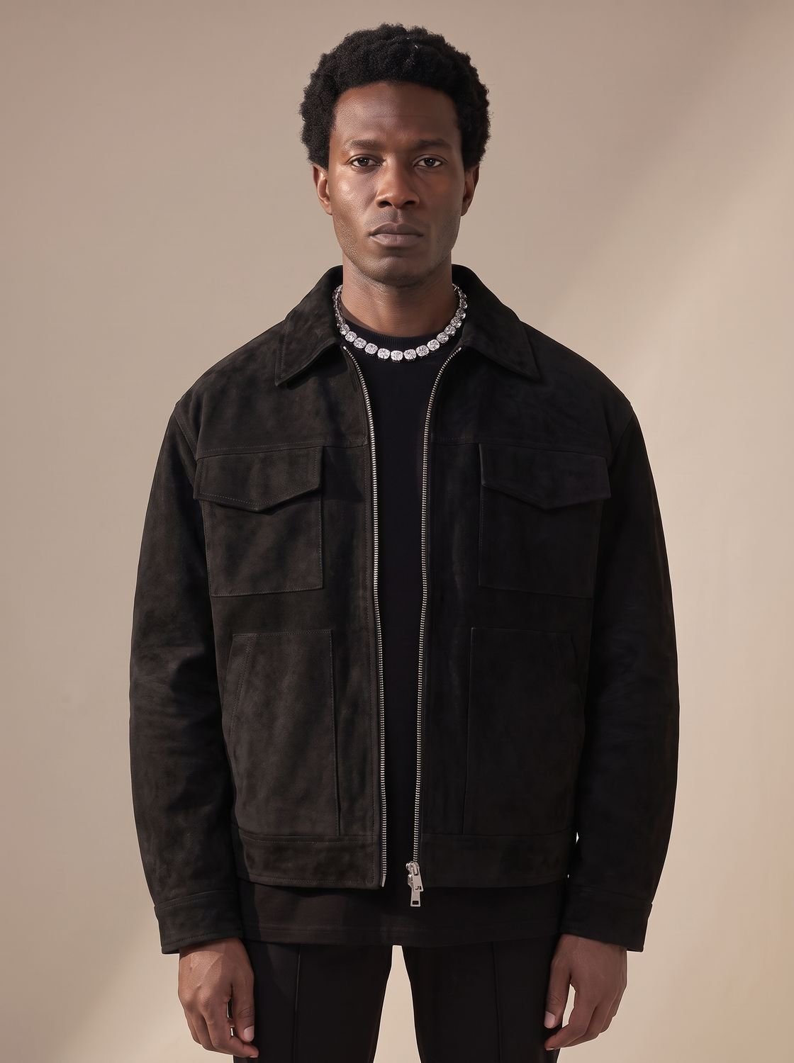 Viktor | Herre Truckerjakke Med Ruskindslook