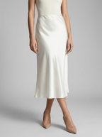 Monique | Elegant Silken Nederdel med Elastisk Taljebånd