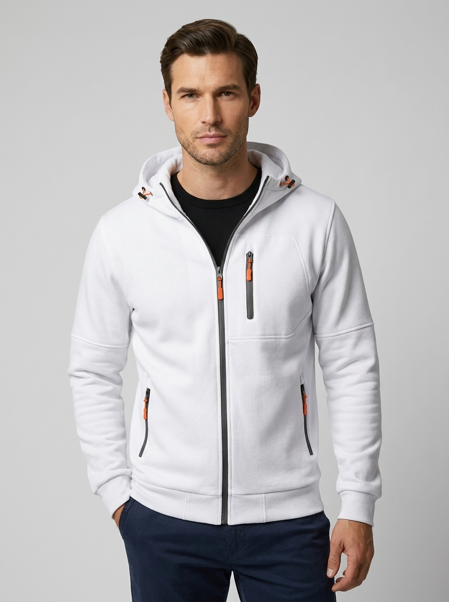 Axel | Herre Hoodie Med Lynlås Og Hætte