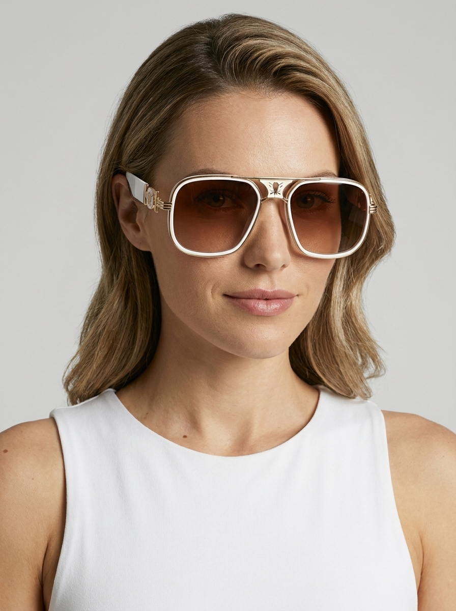 Donna | Retro-Glam Pilot Solbrille med Emaljedetaljer