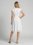 Elena | Blonde Midi Kjole Med V-Hals Til Dame