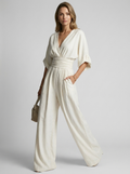 Helena | Elegant Jumpsuit Med V-Udskæring Og Vide Ben