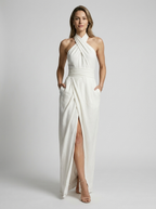 Asterin | Halterneck Maxi Kjole Med Elegant Slids