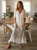 Elvara | Maxi Kjole Med Blomsterprint Og Løs Pasform