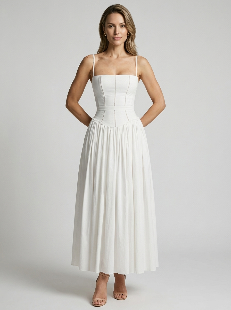 Celeste | Floral Midi Dress with Corset-Inspired Fit