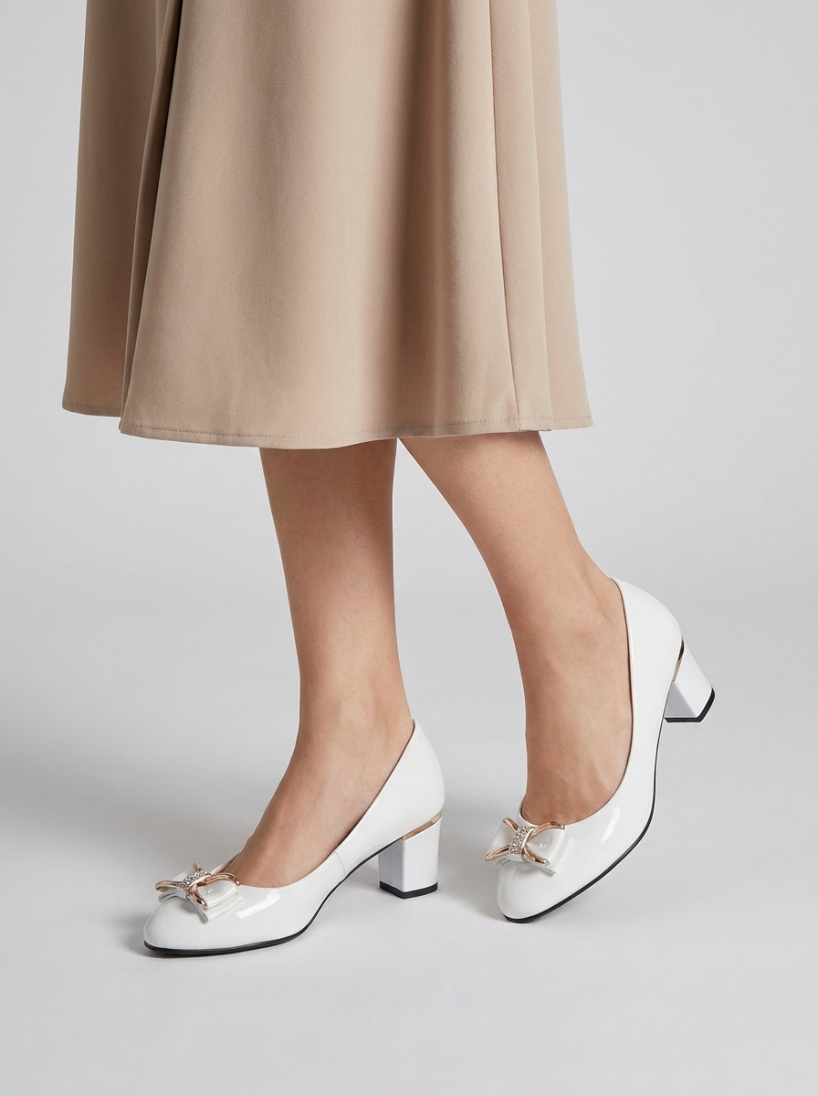 Vivienne | Elegante Pumps Med Blokhæl Og Sløjfedetalje