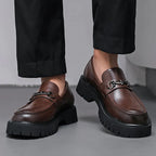 Marcello | Mocasines de cuero con suela gruesa y hebilla metálica