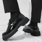 Marcello | Mocasines de cuero con suela gruesa y hebilla metálica
