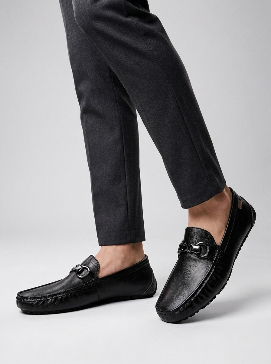 Marco | Men's Loafers in Leather Look with Metal Buckle
