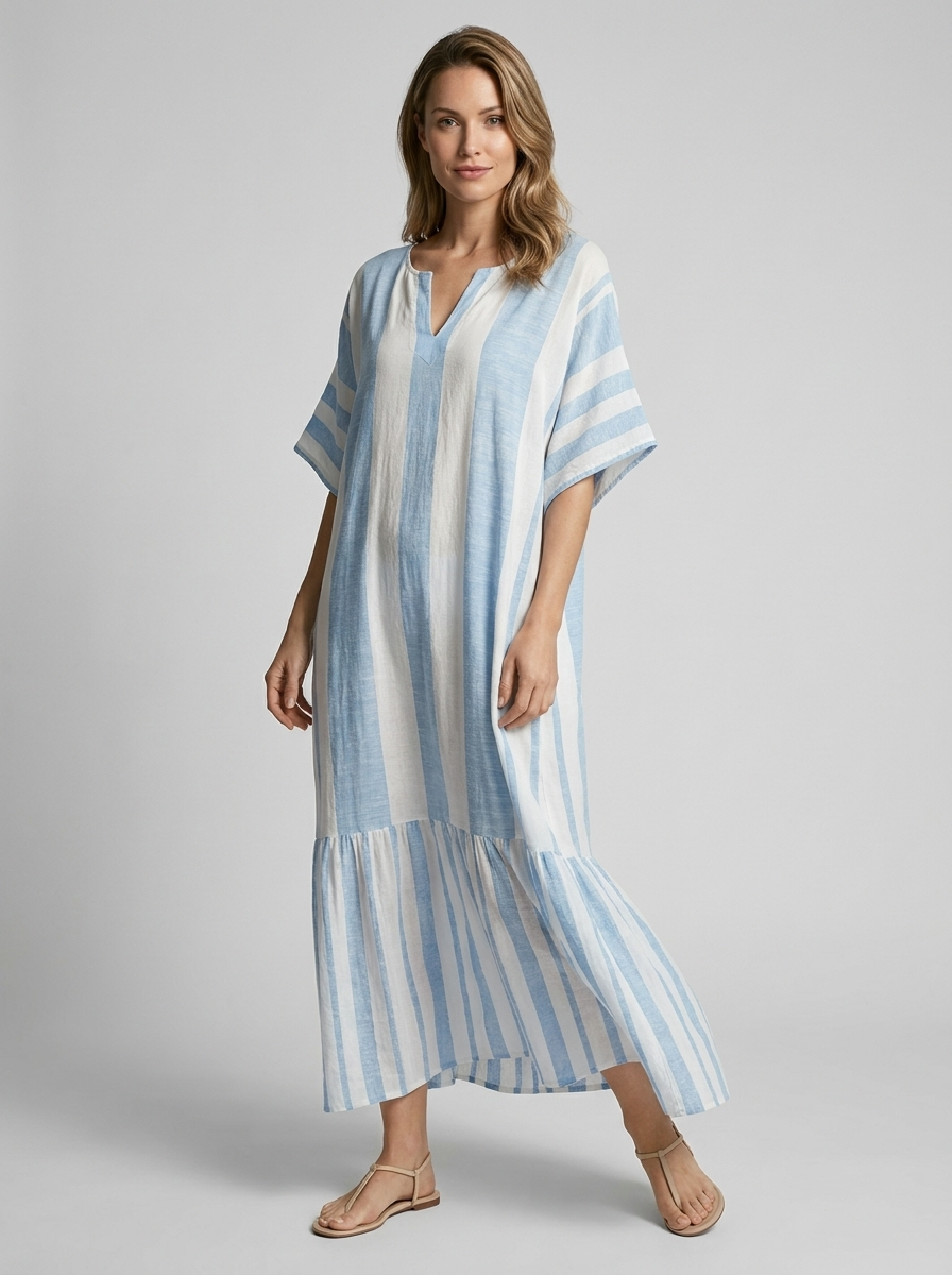 Seraphina | Kaftankjole Med Stribet Design Og V-Hals