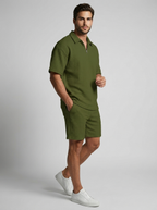 Sven | Waffle Knit Polo and Shorts Set for Men