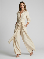 Eleanor | Elegant Hør Co-Ord Sæt Med Vide Bukser