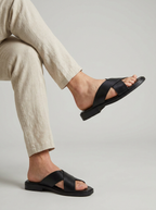 Lawrence | Herresandaler Med Krydsrem I Læderlook