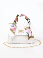 Lina | Elegante Borsa a Mano con Sciarpa di Seta e Catena Dorata