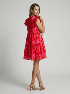 Roselia | Vestido corto de verano con estampado floral y mangas con volantes