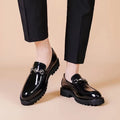 Montelaro | Mocassins en cuir avec boucle métallique et semelle épaisse