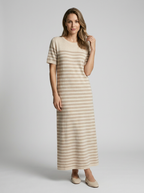 Adeline | Stribet Maxi T-Shirt Kjole Til Sommer