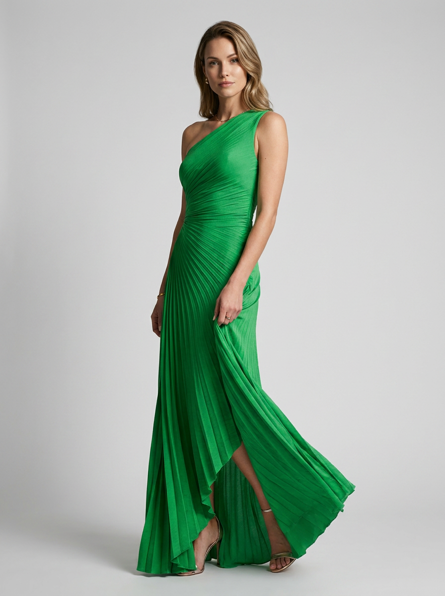 Delfina | Robe maxi plissée une épaule
