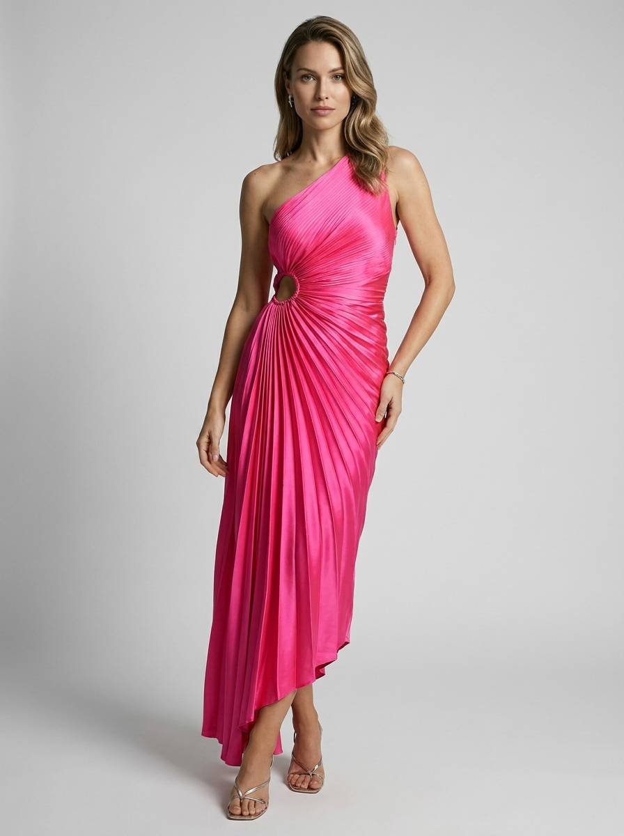 Delfina | Robe maxi plissée une épaule
