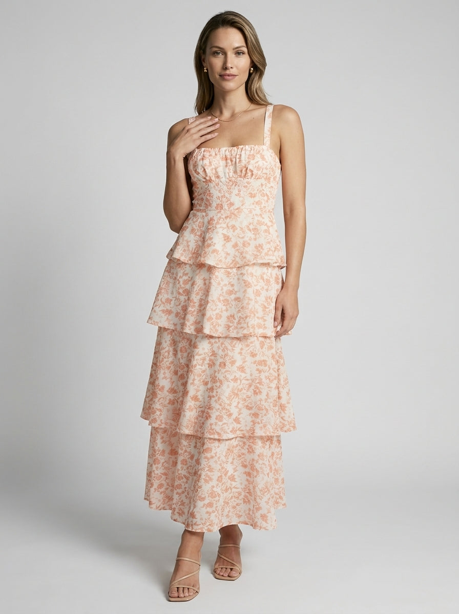 Rosalie | Blomstret Lagdelt Maxi Kjole Til Dame