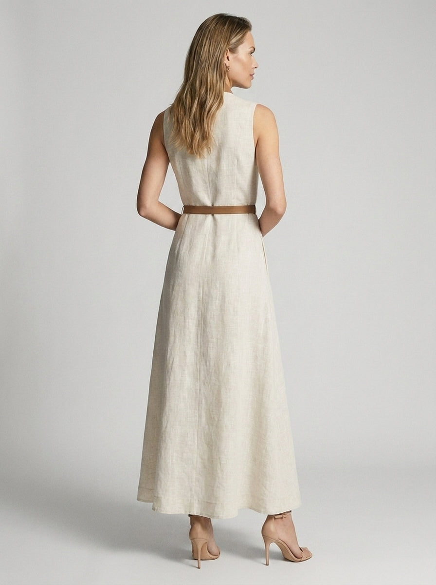 Amélie | Elegant Maxi Dress with Tie Belt