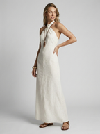 Helena | Elegant Halterneck Maxi Kjole Med Boheme Look