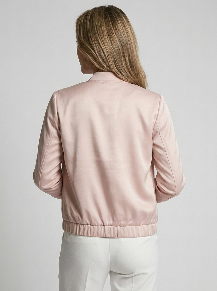 Amelia | Leather Bomber Jacket with Zipper and Minimalist Design