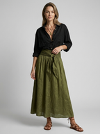 Hannah | Elegant Hørinspireret Co-Ord Sæt Med Bindebælte