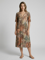 Lunara | Vestido de verano colorido con escote en V y corte suelto