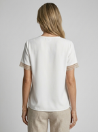 Leah | Elegant V-Hals Bluse Med Blondedetaljer