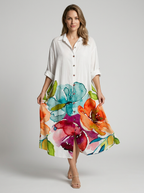 Alina | Abito midi floreale con chiusura a bottoni