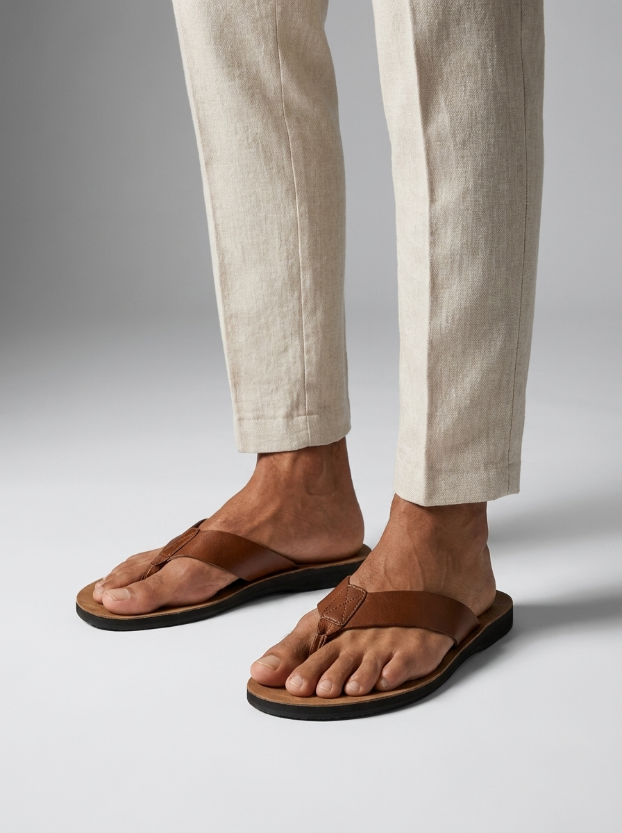 Sebastian | Læder Flip-Flops Til Mænd Med Komfortsål