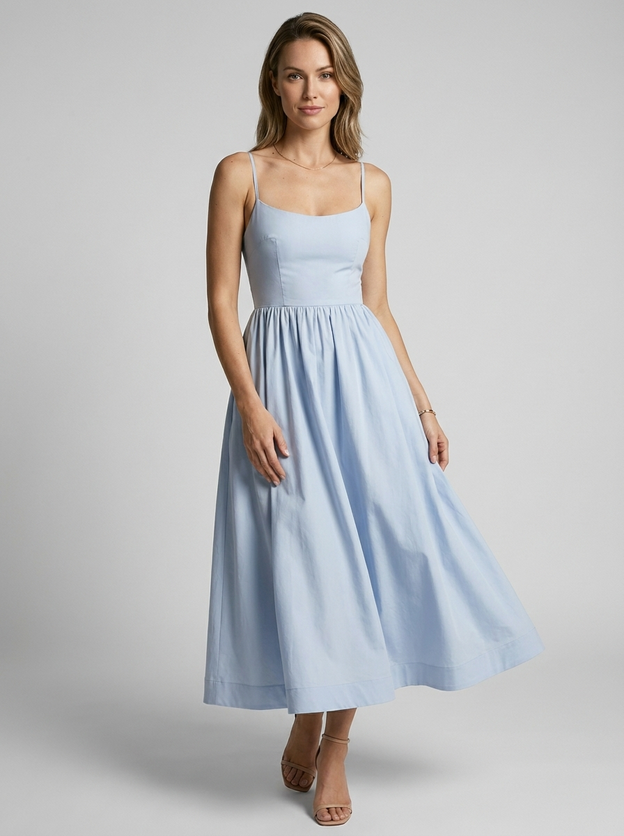 Rosalie | Romantico Abito Midi a Linea A con Spalline Sottili