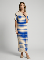 Adeline | Stribet Maxi T-Shirt Kjole Til Sommer