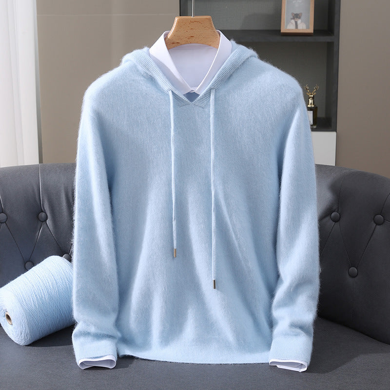 Marius | Herre cashmere hoodie med snørehætte og ribkanter