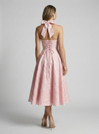 Brooklyn | Elegant Jacquard Midikjole Med Halterneck