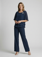 Aurielle | Elegant Buksesæt med Lagdelt Bluse