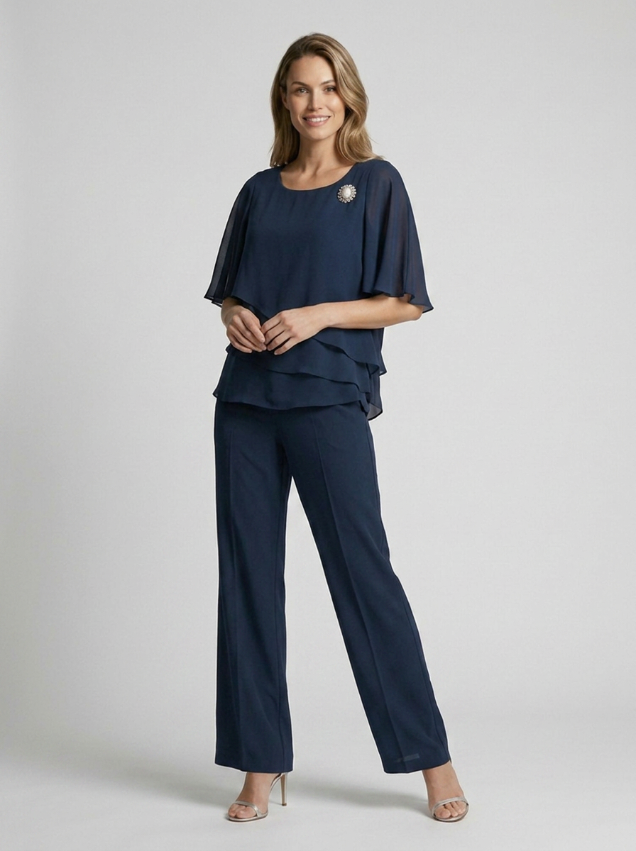 Aurielle | Elegant Buksesæt med Lagdelt Bluse