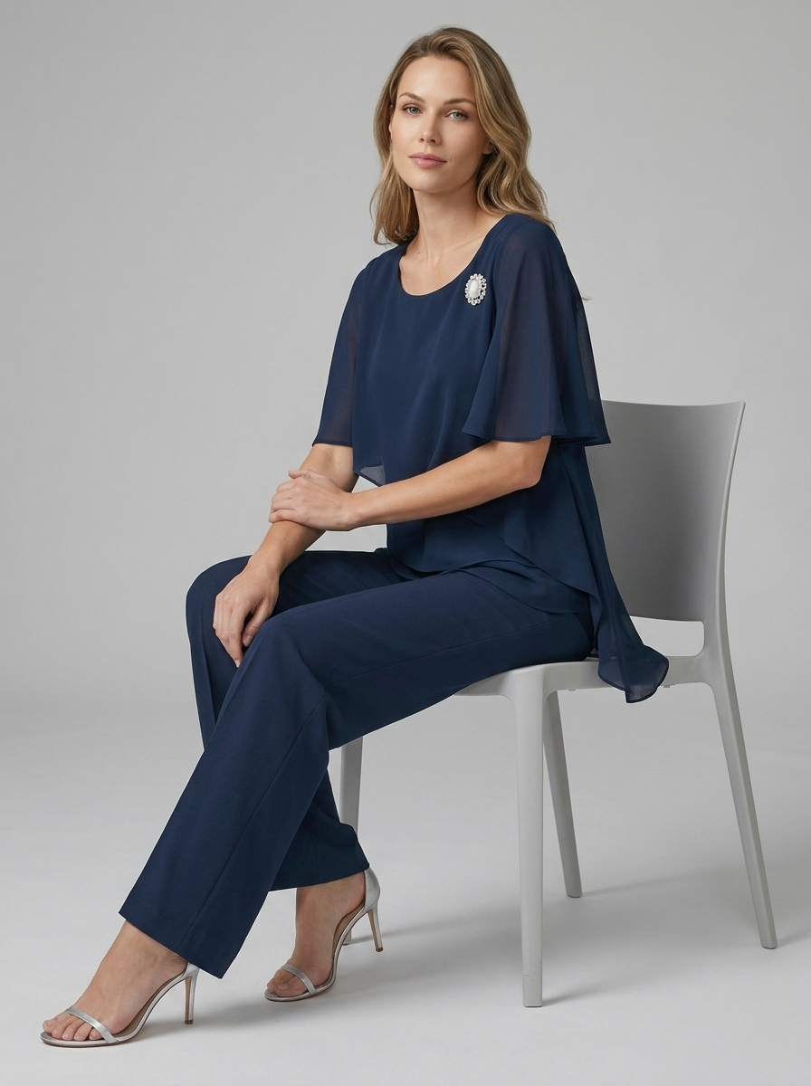 Aurielle | Elegant Buksesæt med Lagdelt Bluse
