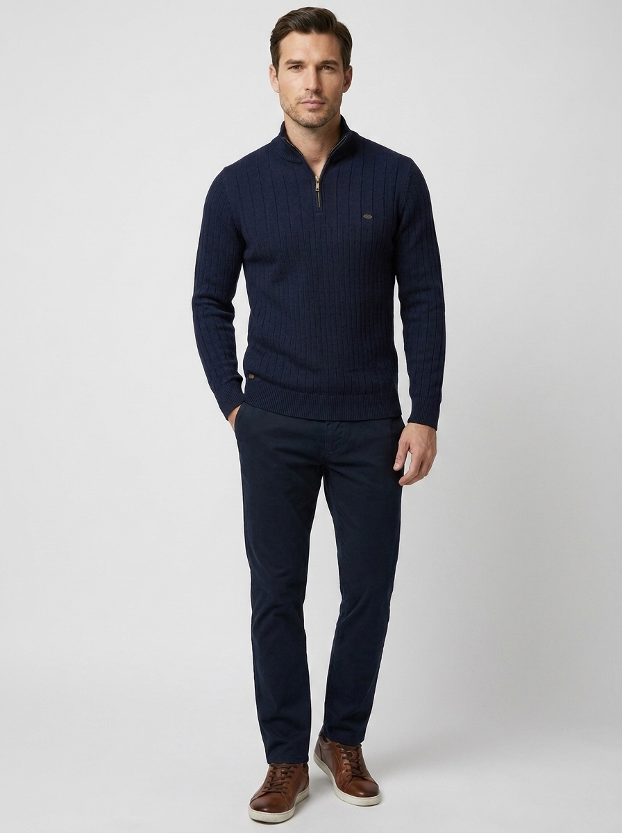 Valentino | Ribstrikket Half Zip Sweater til Herre