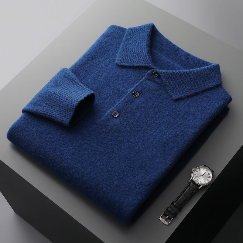 August | Men's cashmere long-sleeved polo sweater