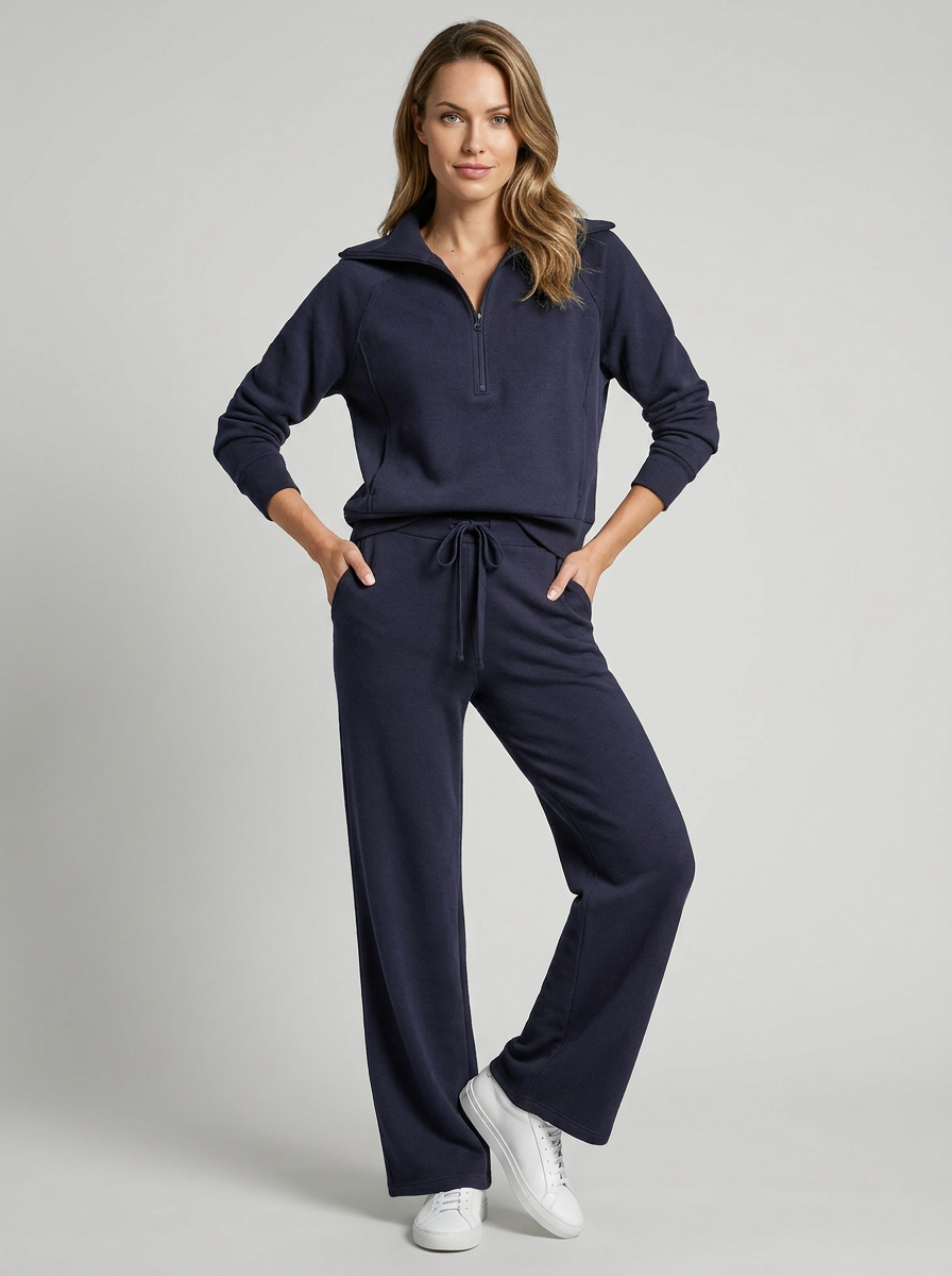 Lorena | Women's Two-Piece Set with Quarter-Zip and Wide-Leg Pants