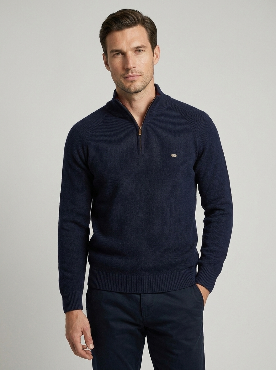Marcello | Half Zip Herresweater med Opstående Krave