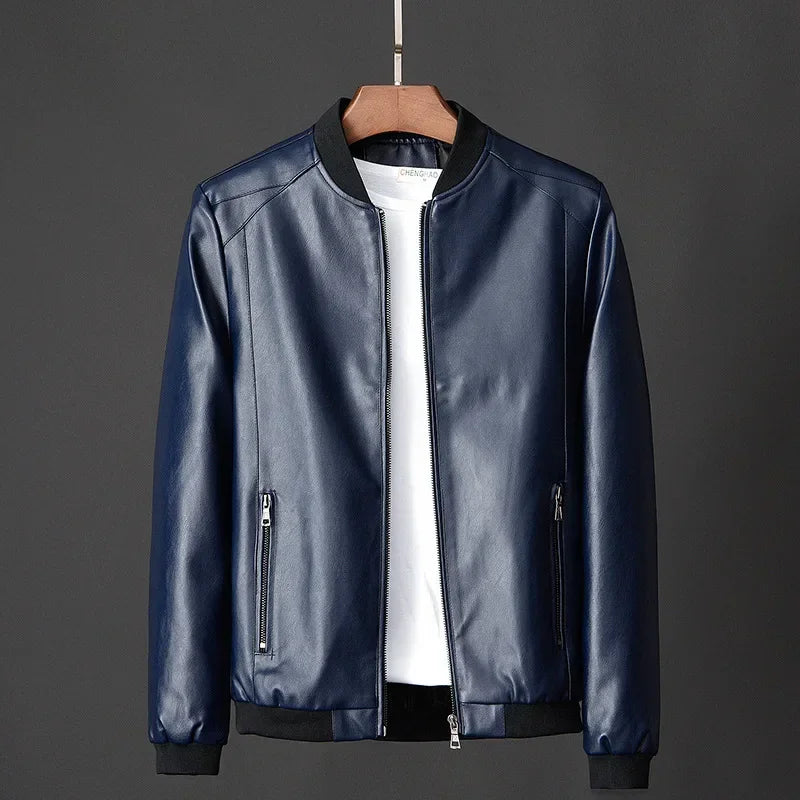 Rafael | Men's leather bomber jacket with ribbed trims